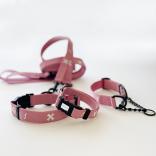 tape collar & leash set cross pink x white