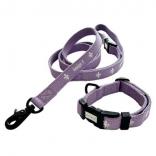 cotton collar leash set LILY plum x white